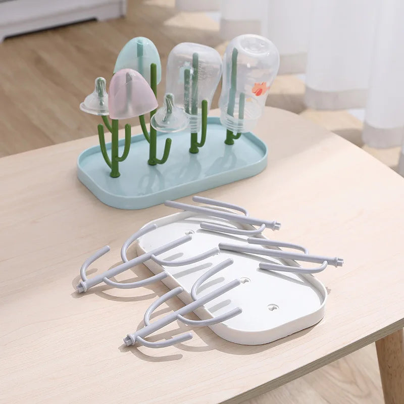 Nouveau bac à bouteilles sèches Porte-bouteilles de bébé Racks de séchage de drainage Bleu Rose Sèche-linge pour biberons Égouttoir de rangement Porte-bouteilles de séchage