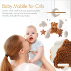 Hochet de berceau de bébé Jouet de mobile de lit en bois Cloche de lit mobile Ours en peluche suspendu Poupée en velours Jouet Boîte à musique de berceau mobile Cadeau de support