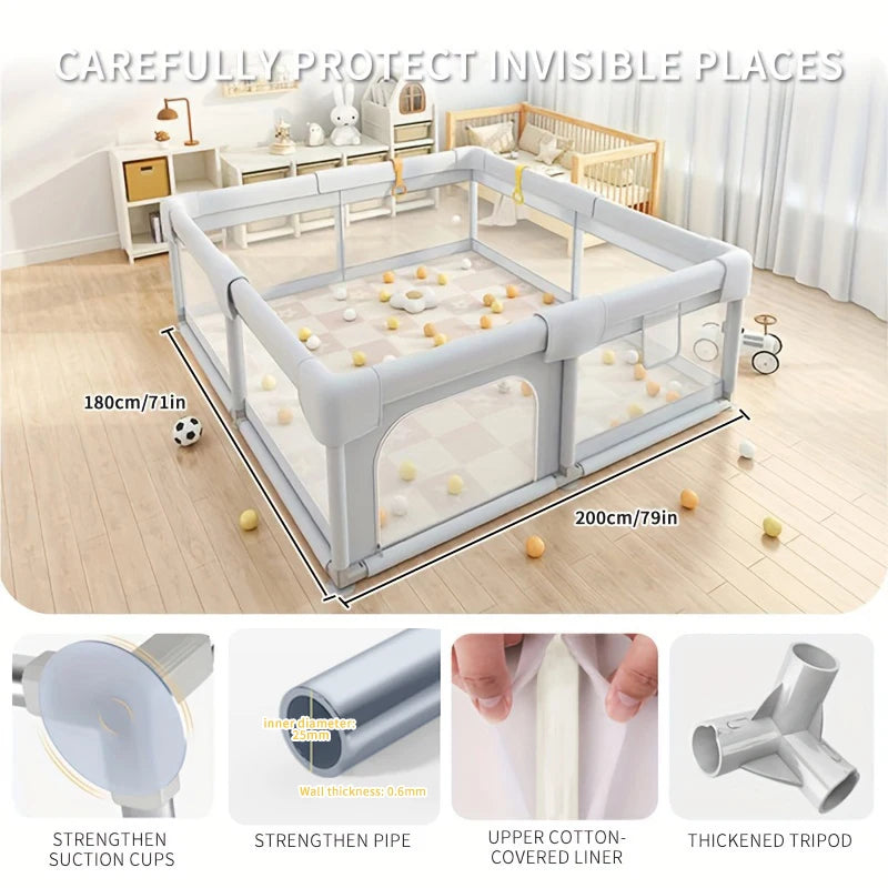 Parc de jeu pour bébé brillant pour enfants Barrières de sécurité pour aire de jeux Parc de jeu pour enfants de 0 à 6 ans Clôture de sécurité pour bébé d'intérieur